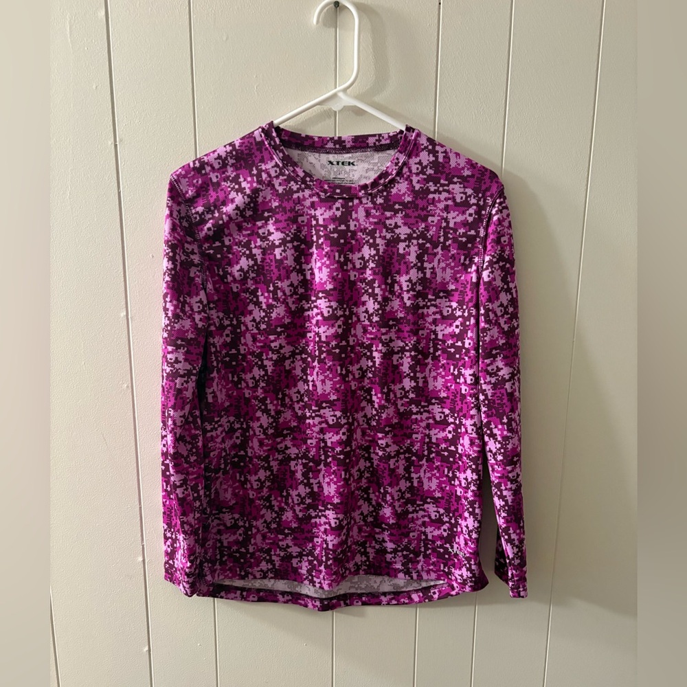Xtek Women's large Long Sleeve athletic top Pink Purple Gym